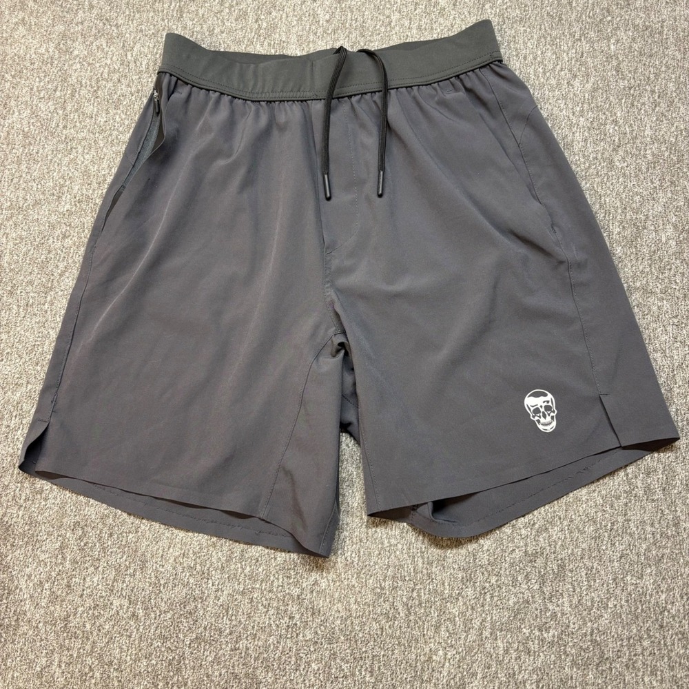 Gymreapers Skull Logo Athletic Shorts Mens Size S Grey Workout Training Gym